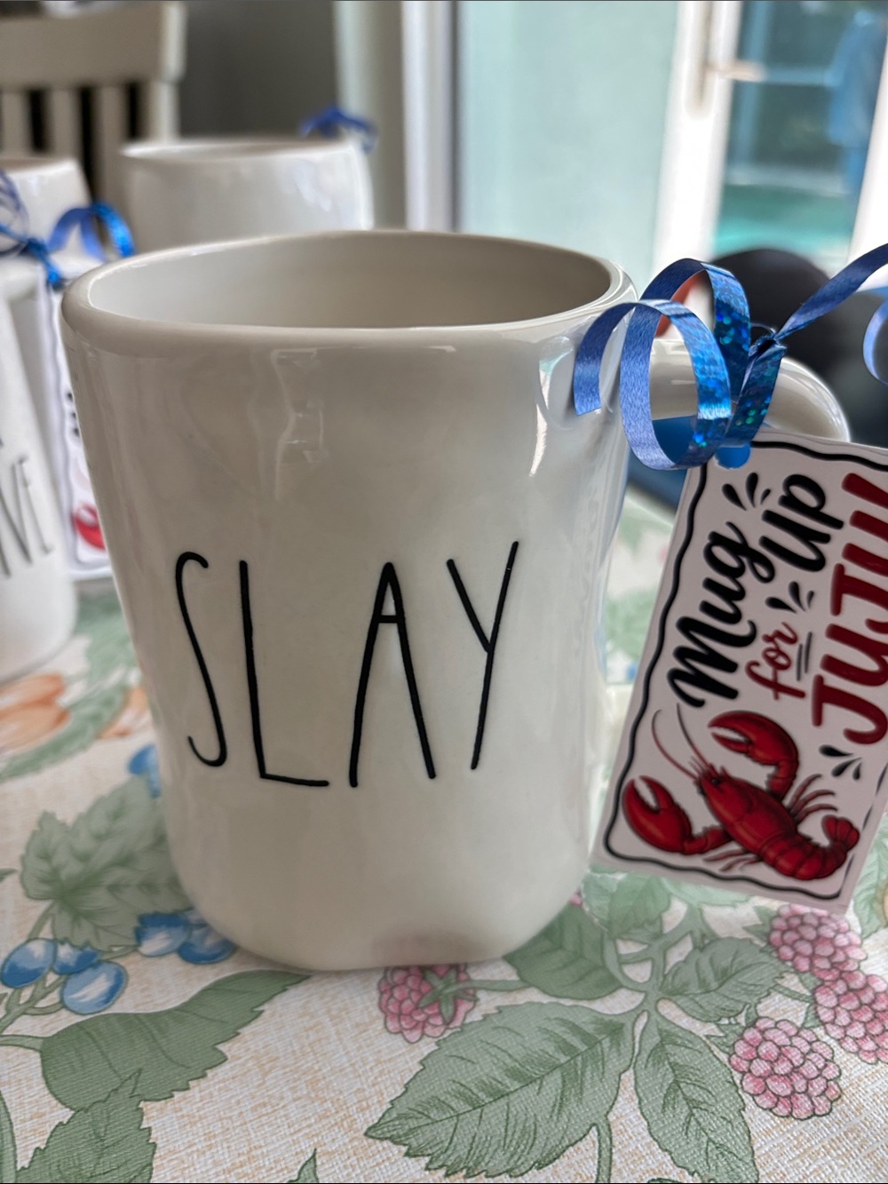 Rae Dunn SLAY White Ceramic Mug with Black Lettering